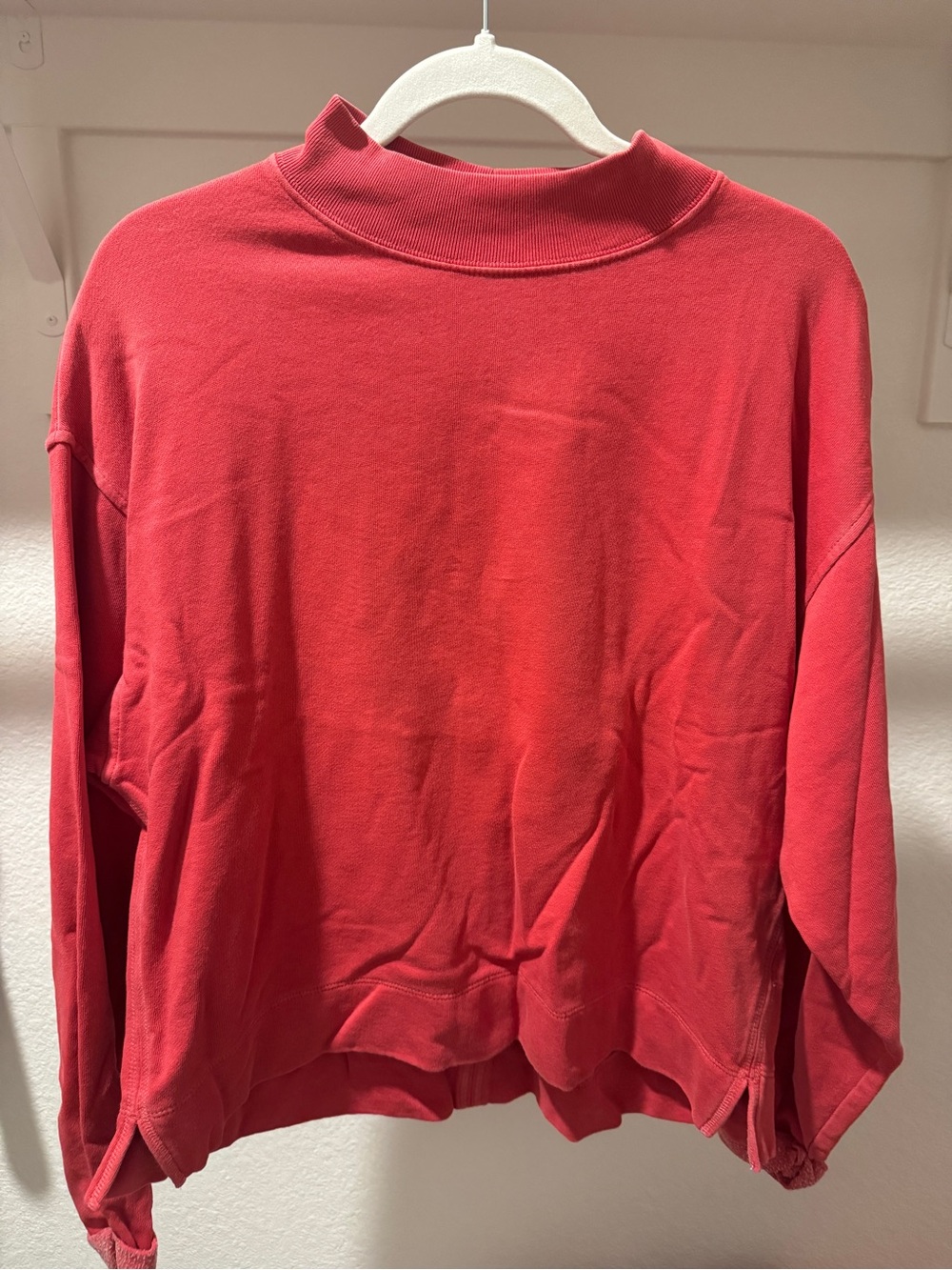 Old Navy Women's Coral-Red Mock Neck Sweatshirt